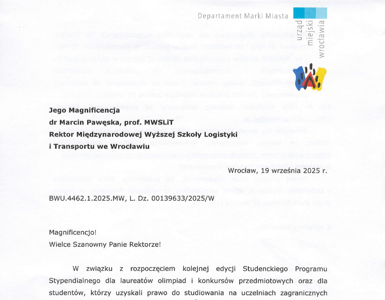 List do Rektora od Departamentu Marki Miasta